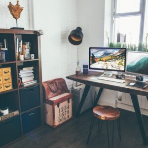 A renowated home and working space. I really love the centre peace of this uniques table made form reclaimed wooden floor.